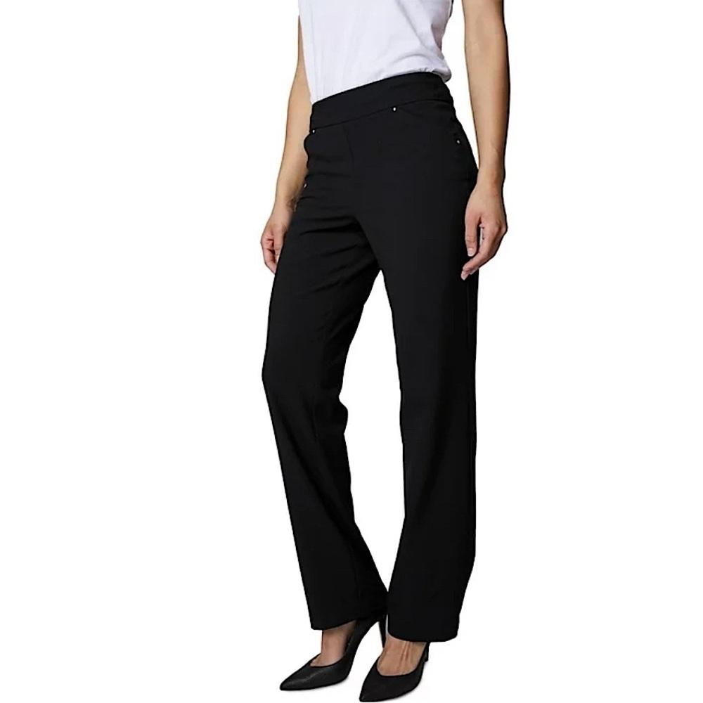 Roz & Ali Black Cateye Pull On Pants Pockets Silver Studs Multiple Sizes